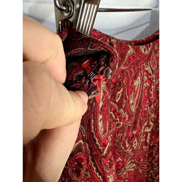 Vintage 90s y2k Evan Picone Witchy Cottage Red Paisley Fall Maxi Skirt - Picture 9 of 11